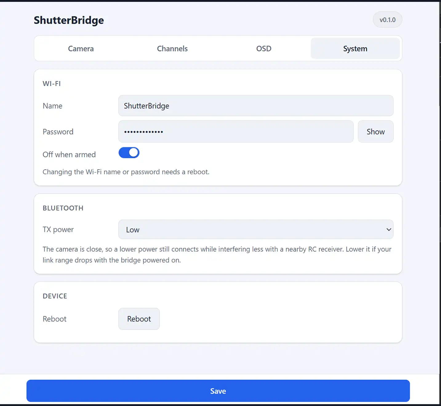 System tab